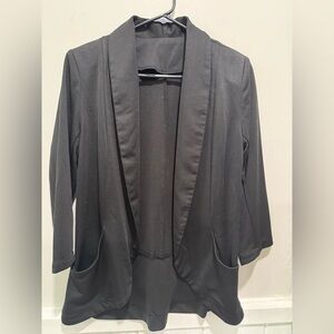 Black Shawl Collar Blazer with Satin Lapel